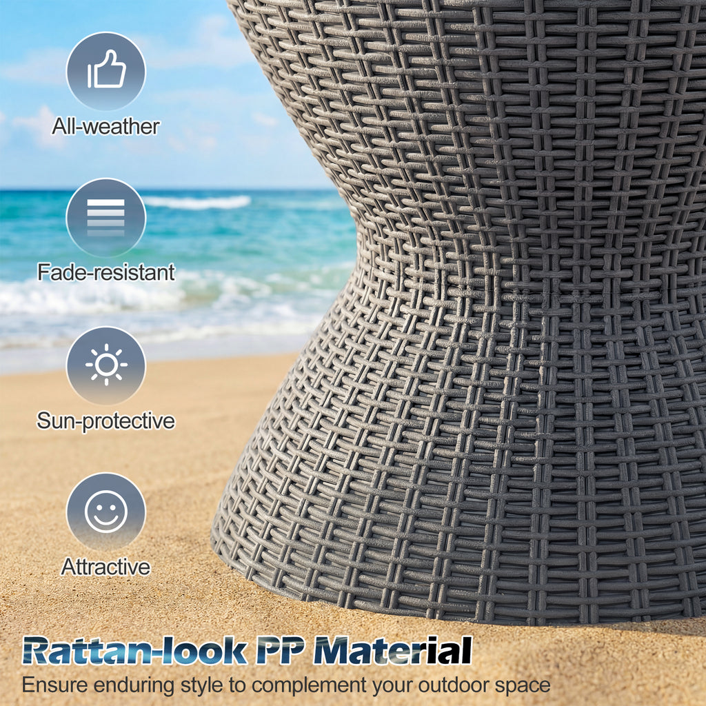 Outdoor Rattan Bar Table with Extendable Tabletop, Gray