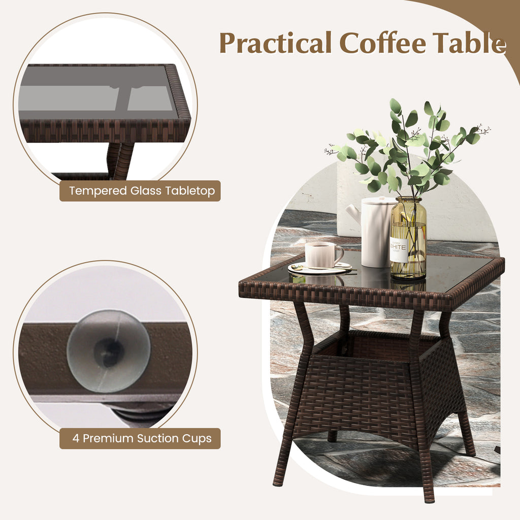 3-Piece Outdoor Rocking Set with Glass Coffee Table - Navy