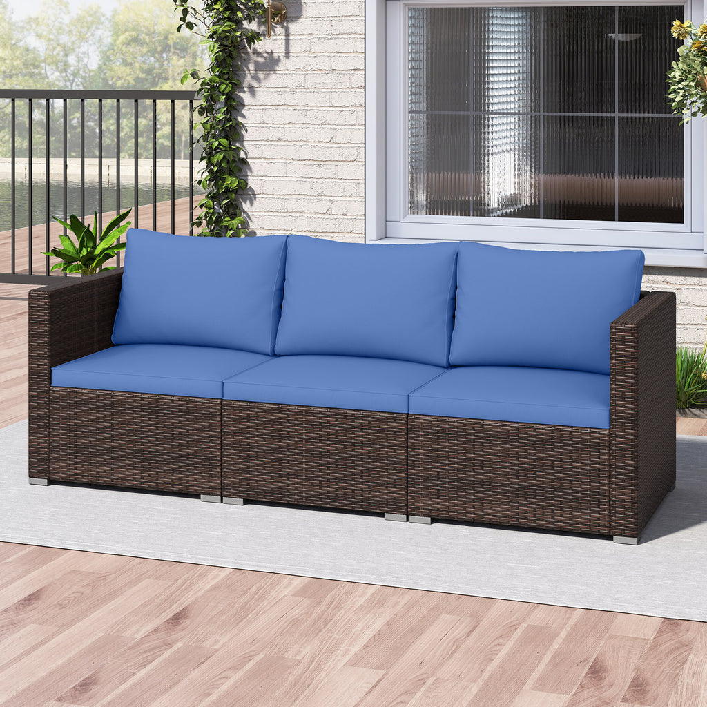 3 Pieces Outdoor Sectional Sofa Set with Soft Cushions