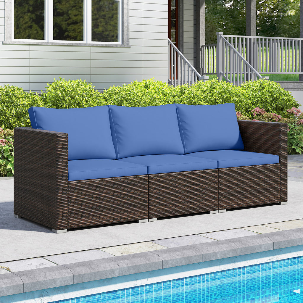 3 Pieces Outdoor Sectional Sofa Set with Soft Cushions
