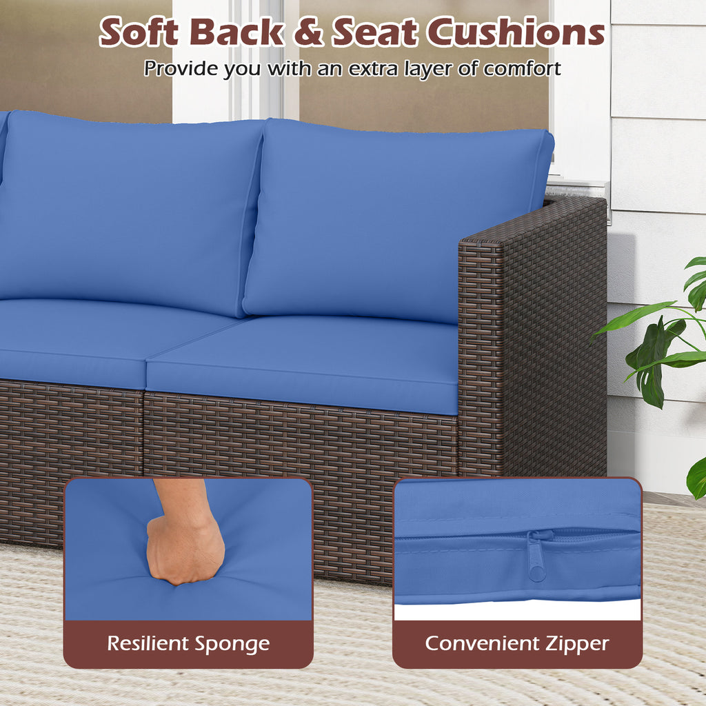 3 Pieces Outdoor Sectional Sofa Set with Soft Cushions
