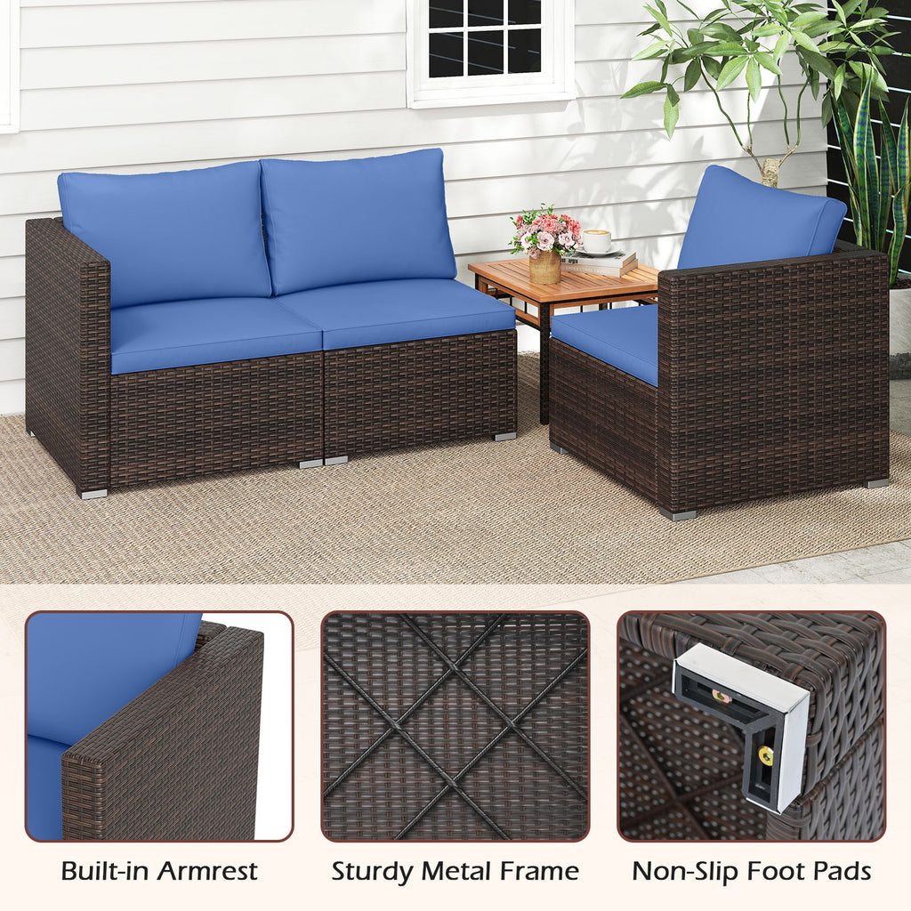 3 Pieces Outdoor Sectional Sofa Set with Soft Cushions