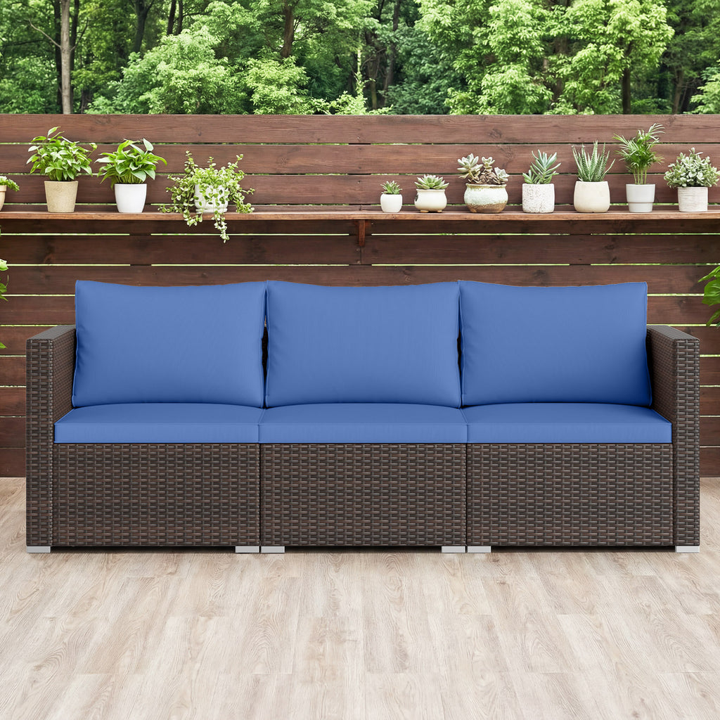 3-Piece Outdoor Sectional Sofa Set - Mix Brown, Beige