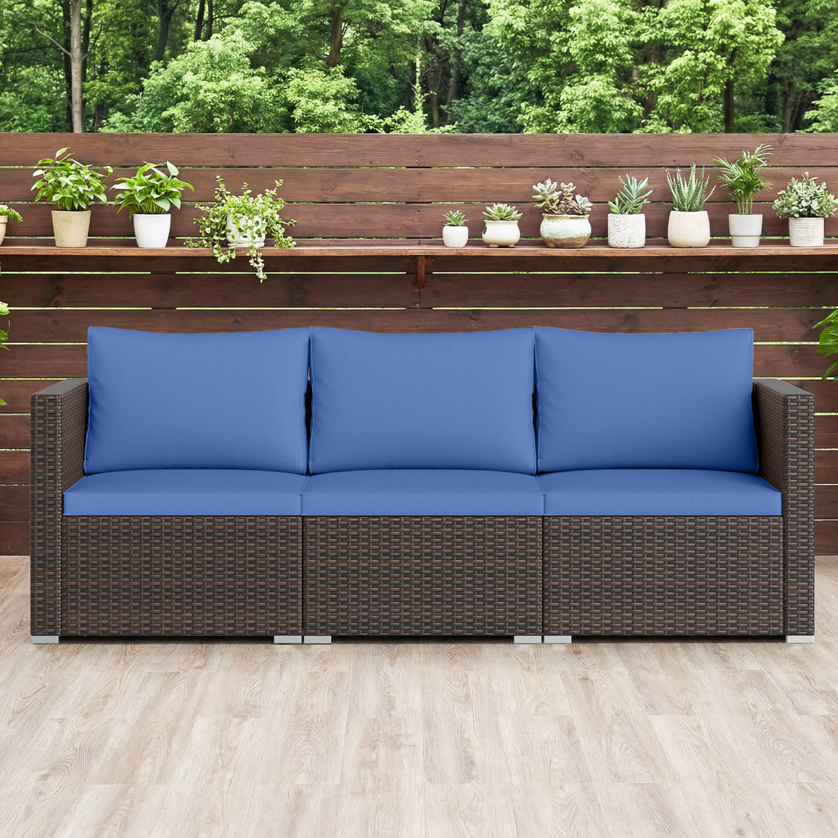 3-Piece Outdoor Sectional Sofa Set - Mix Brown, Beige
