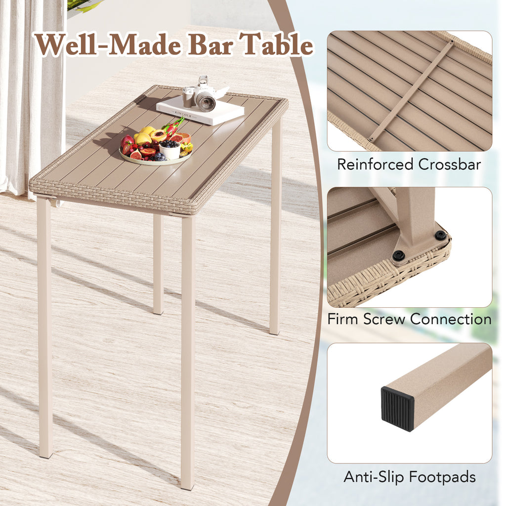 3-Piece Patio Bar Table Set with 2 Armless Chairs
