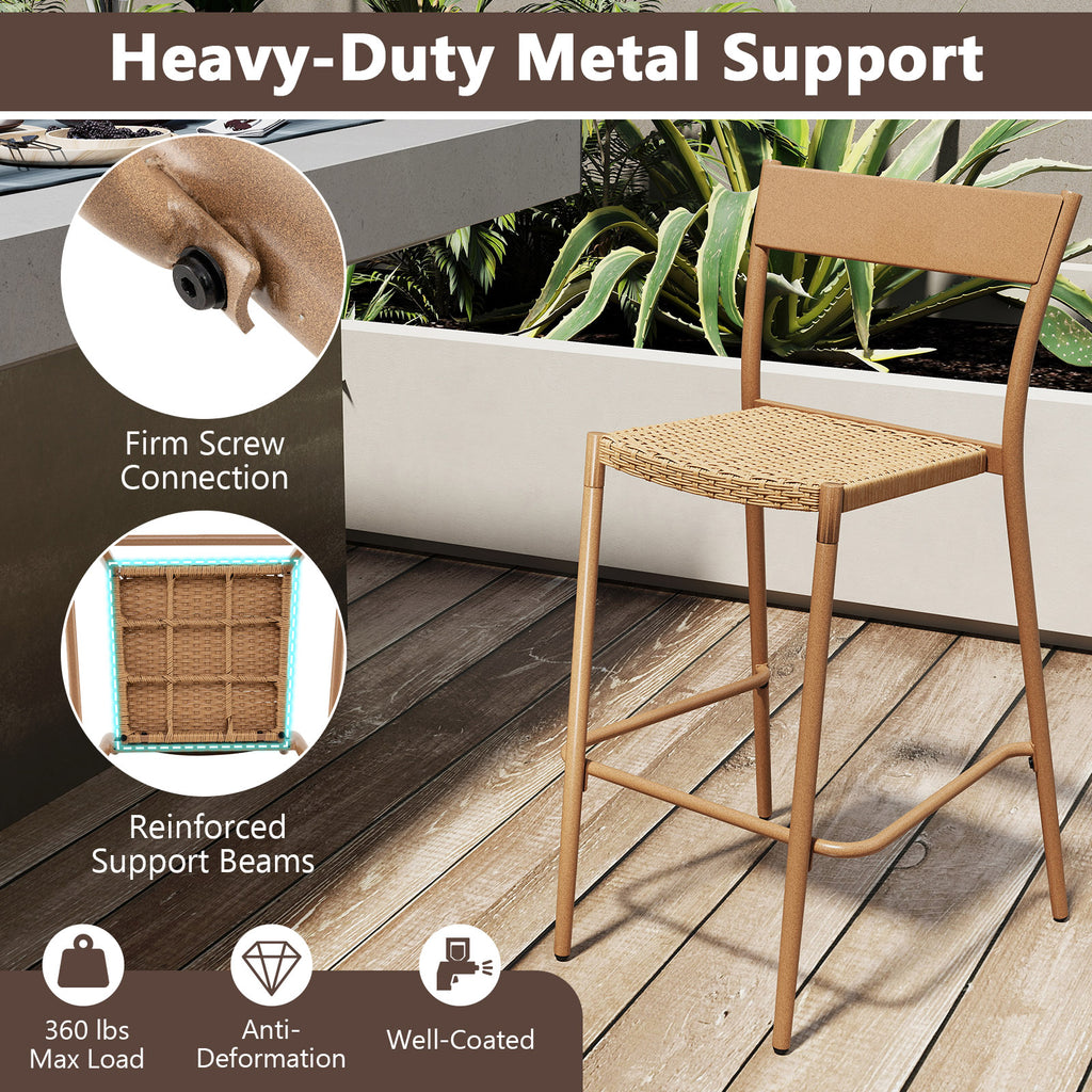 3-Piece Patio Bar Table Set with 2 Armless Chairs