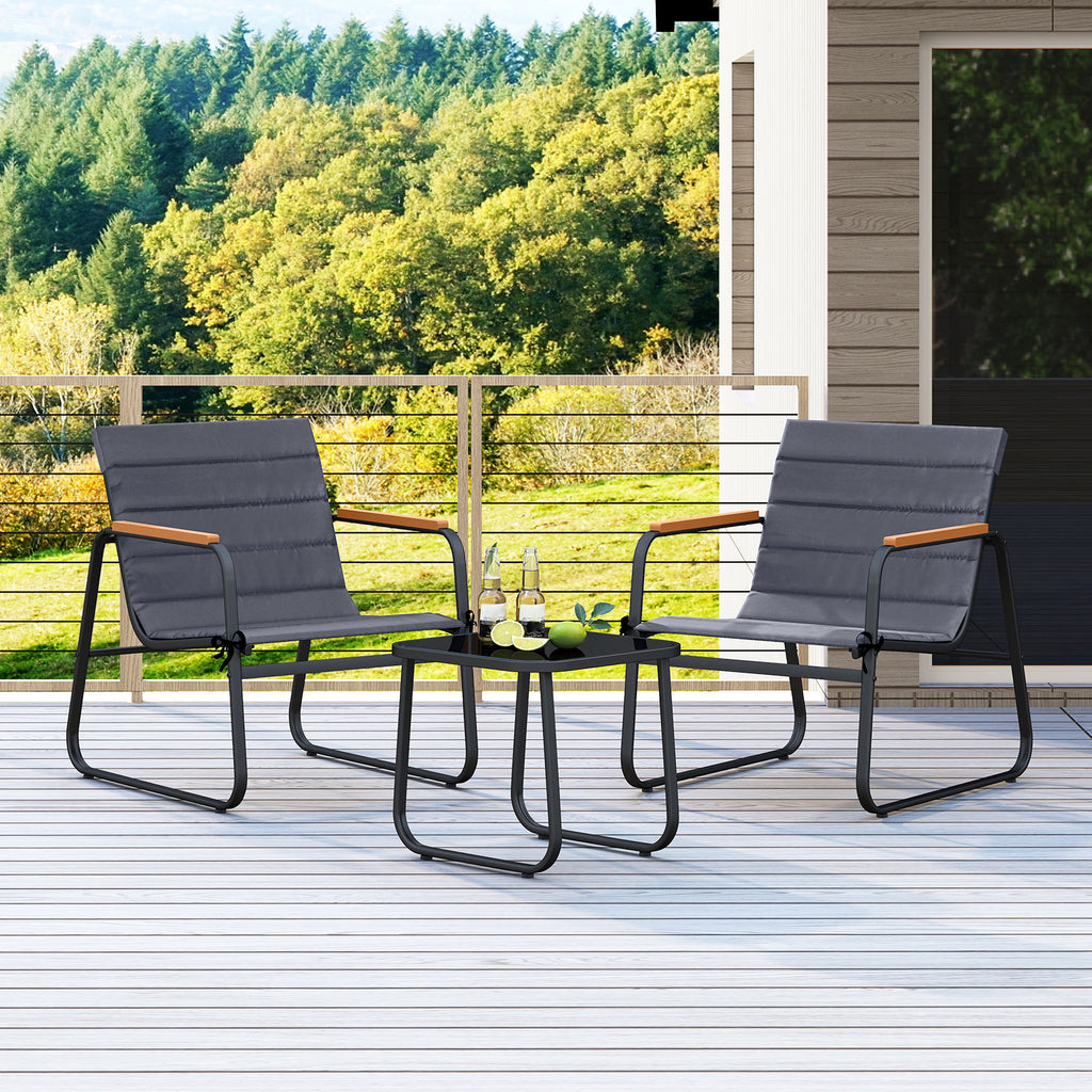 3 Pieces Patio Bistro Set Outdoor Fabric Conversation