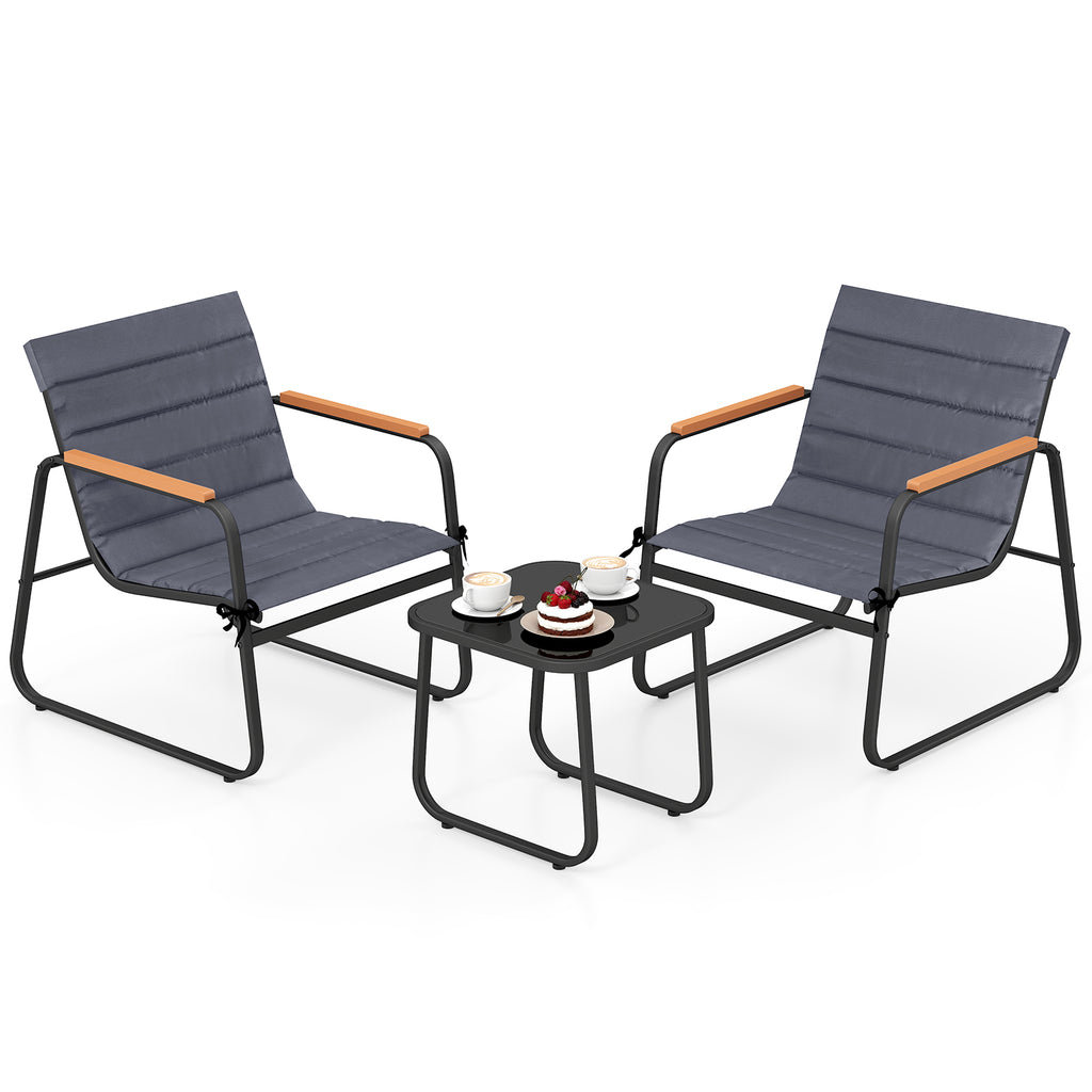 3 Pieces Patio Bistro Set Outdoor Fabric Conversation