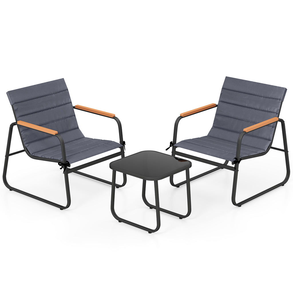 3 Pieces Patio Bistro Set Outdoor Fabric Conversation