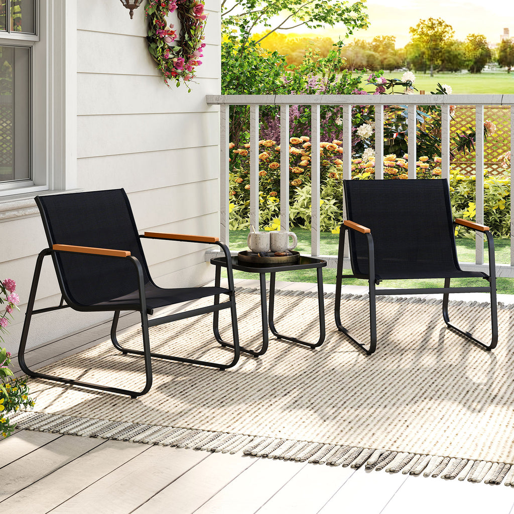 3 Pieces Patio Bistro Set Outdoor Fabric Conversation