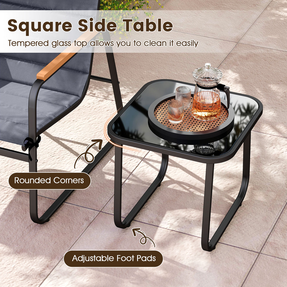 3 Pieces Patio Bistro Set Outdoor Fabric Conversation