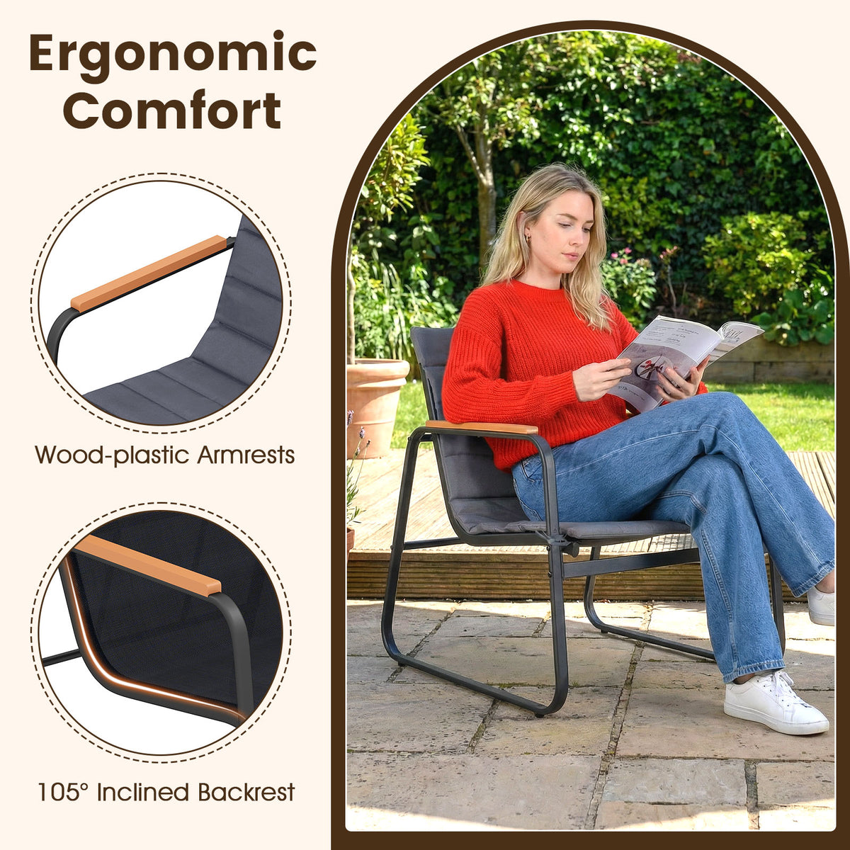 3 Pieces Patio Bistro Set Outdoor Fabric Conversation