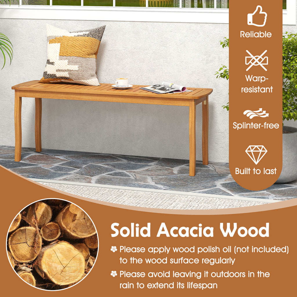 3-Piece Acacia Wood Patio Dining Set with Table & Benches