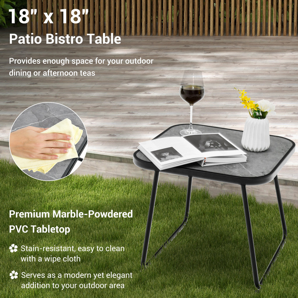 3 Pieces Patio Folding Chaise Lounge Set with PVC Tabletop