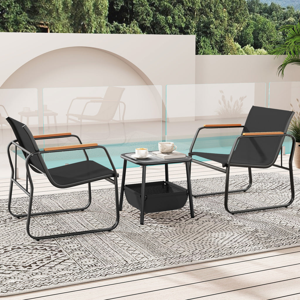 3 Pieces Patio Furniture Set Outdoor Bistro Conversation