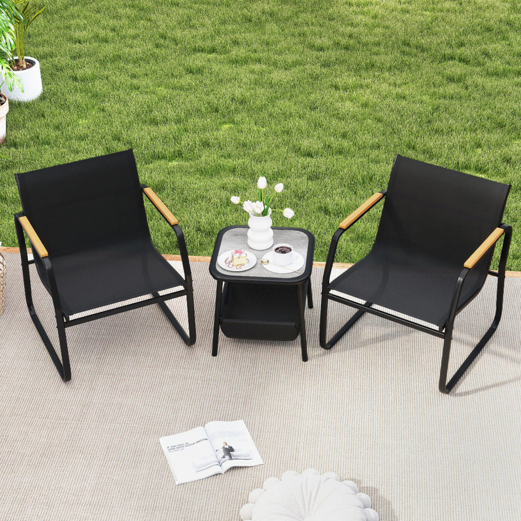 3 Pieces Patio Furniture Set Outdoor Bistro Conversation