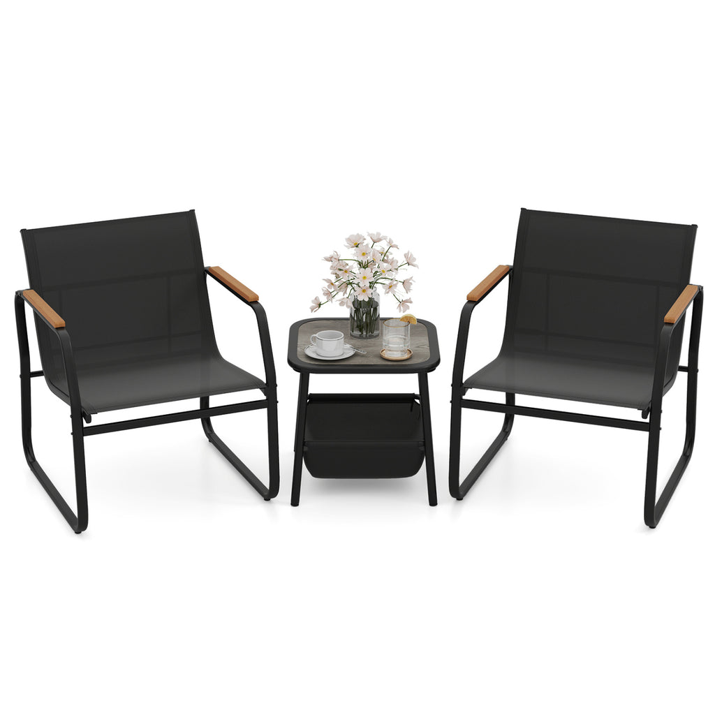 3 Pieces Patio Furniture Set Outdoor Bistro Conversation