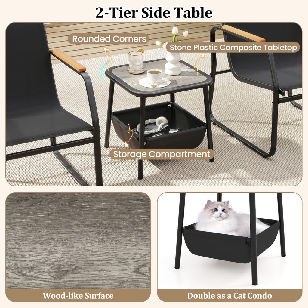 3 Pieces Patio Furniture Set Outdoor Bistro Conversation