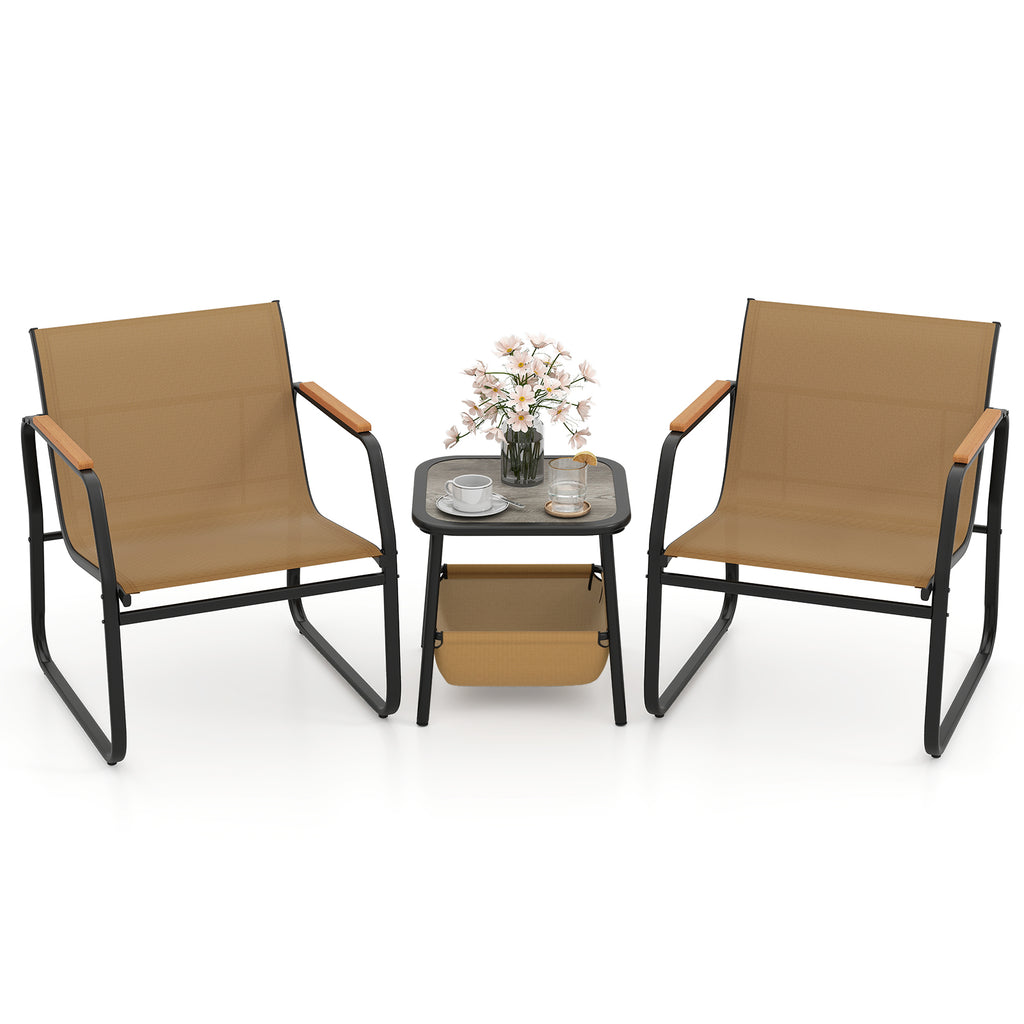 3 Pieces Patio Furniture Set Outdoor Bistro Conversation