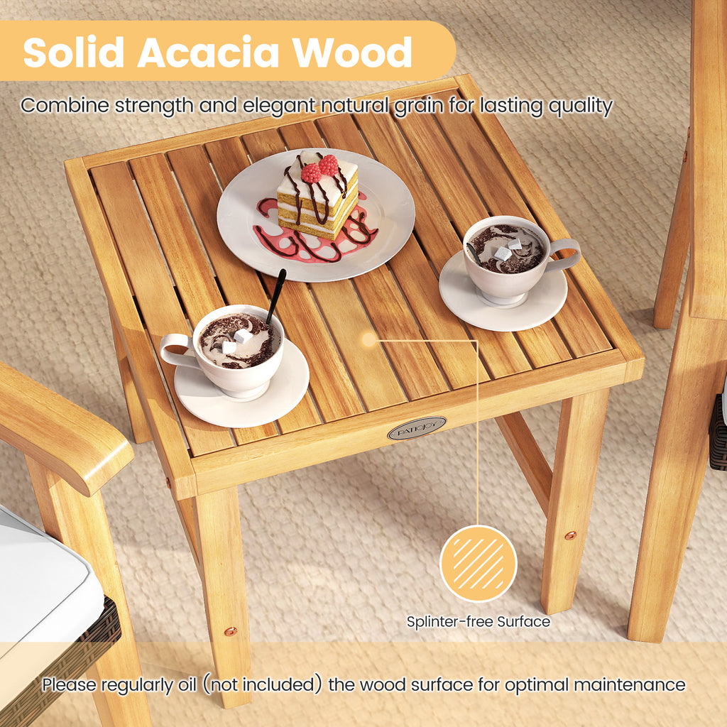 3-Piece Patio Conversation Set with Cushions - White