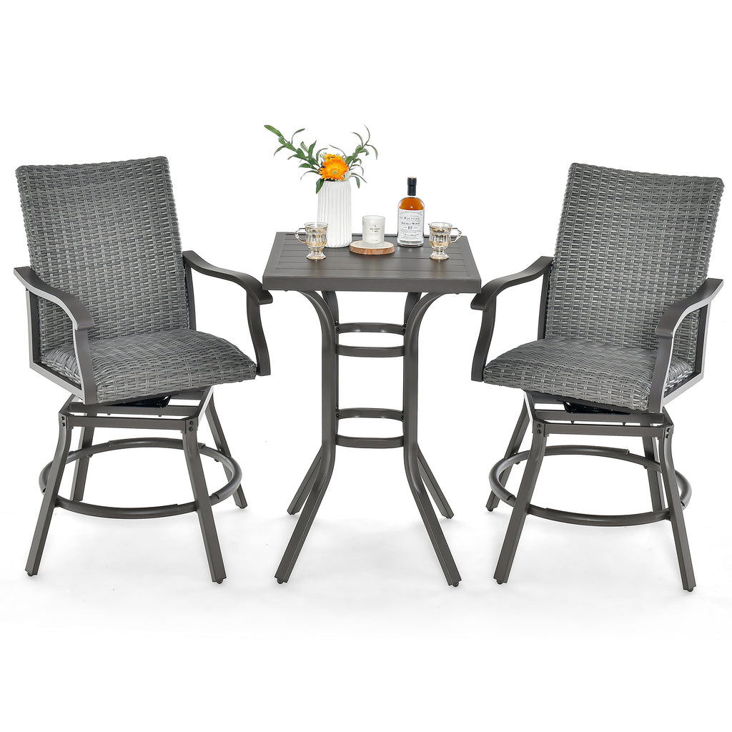 24 Inch Patio Bar Height Table with Aluminum Tabletop and Adjustable