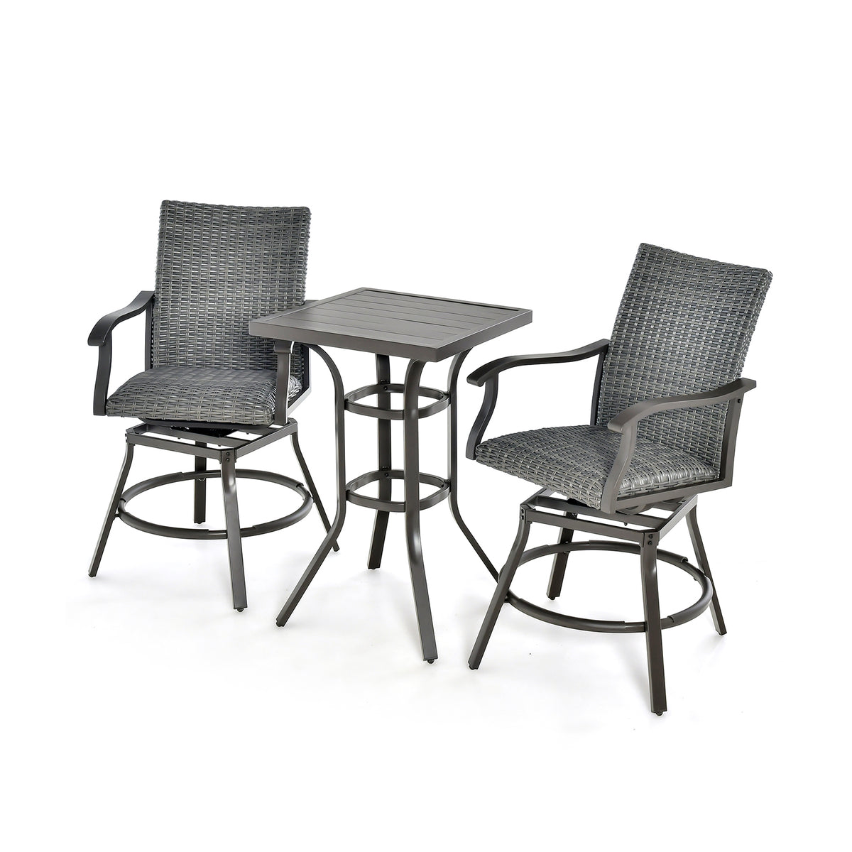 3 Pieces Swivel Bar Set with 4D Air Fiber Cushion