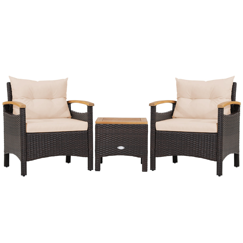 3-Piece Patio Rattan Furniture Set with Cushions – Navy