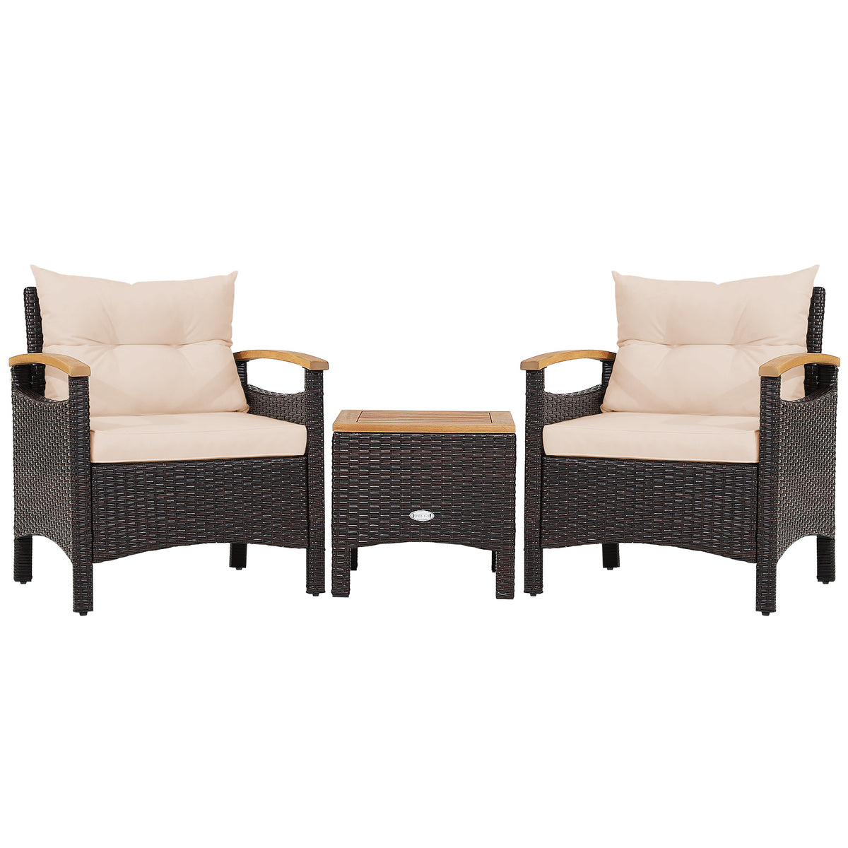 3-Piece Patio Rattan Furniture Set with Cushions – Navy