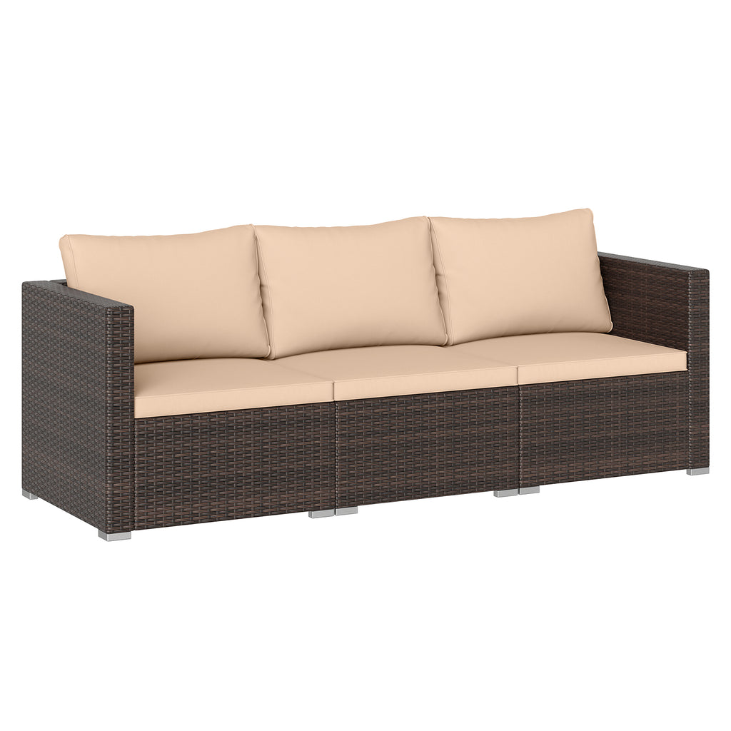 3-Piece Outdoor Sectional Sofa Set - Mix Brown, Beige