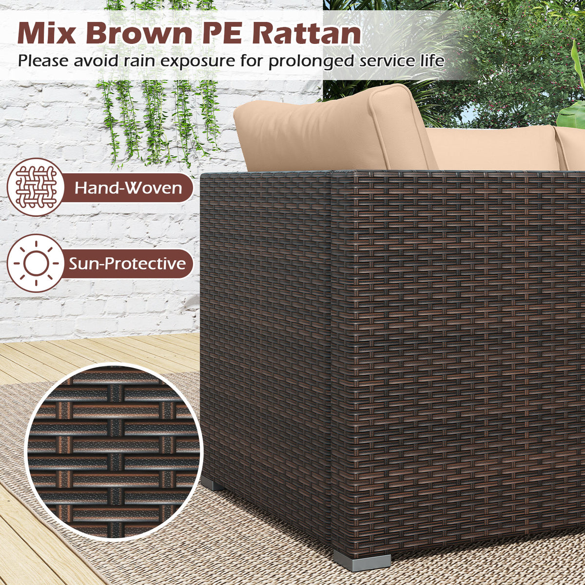 3-Piece Outdoor Sectional Sofa Set - Mix Brown, Beige