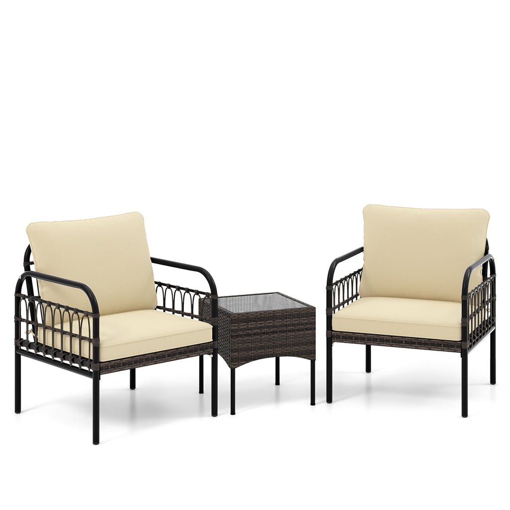 5 Piece Patio Conversation Set with 2 Ottomans and Coffee Table