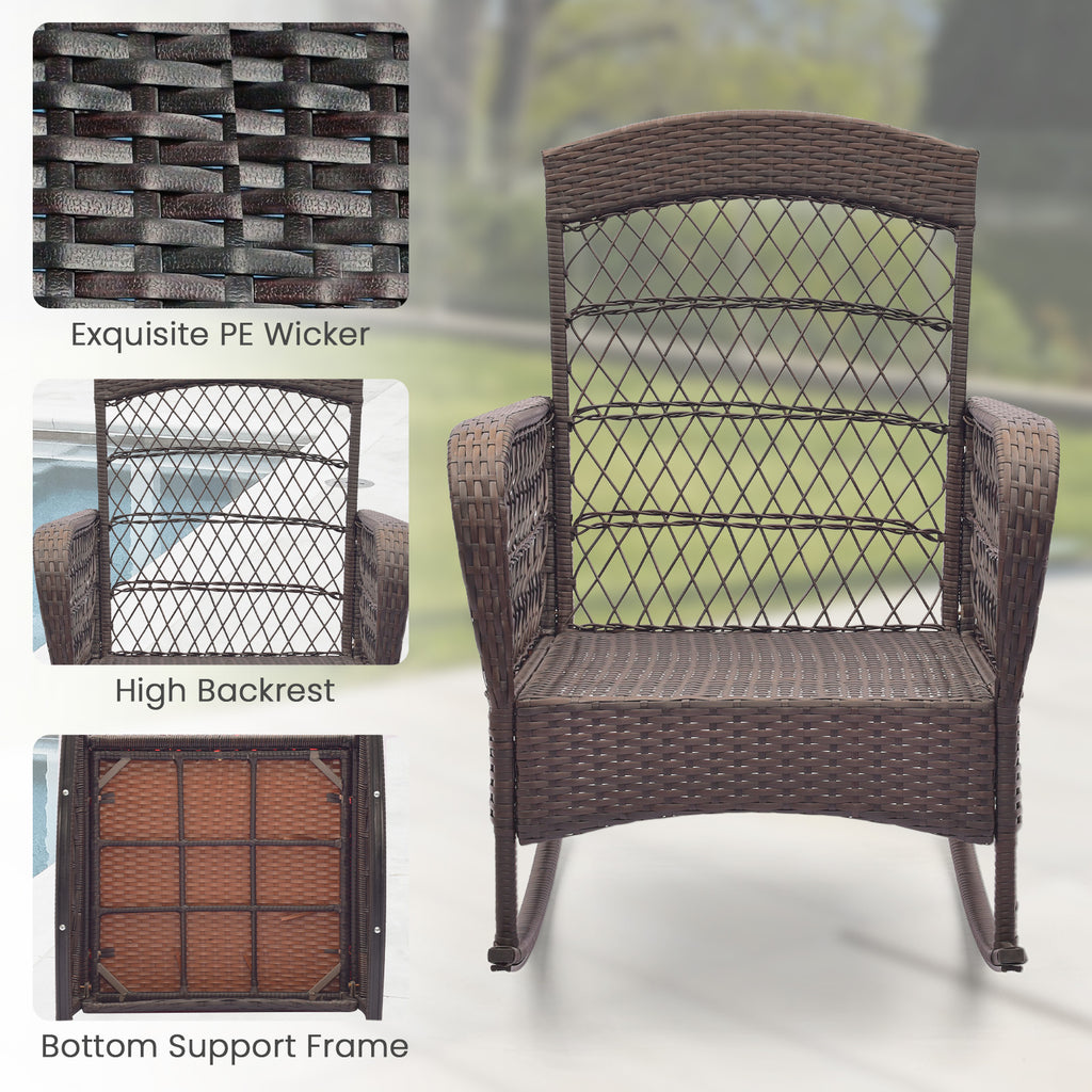 3-Piece Rocking Bistro Set with Coffee Table - Gray