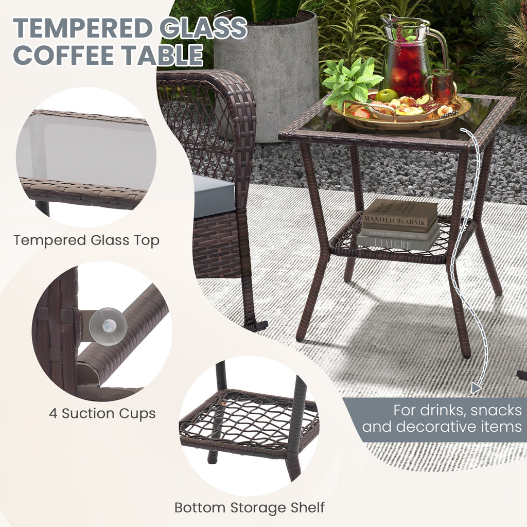 3-Piece Rocking Bistro Set with Coffee Table - Gray