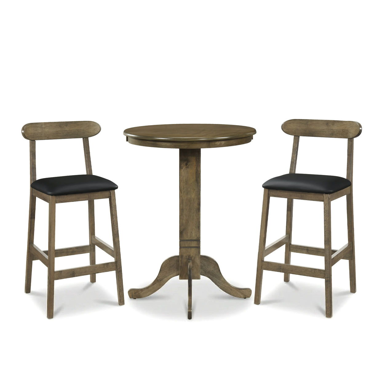 3-Piece Wood Pub Table Set with 2 Stools