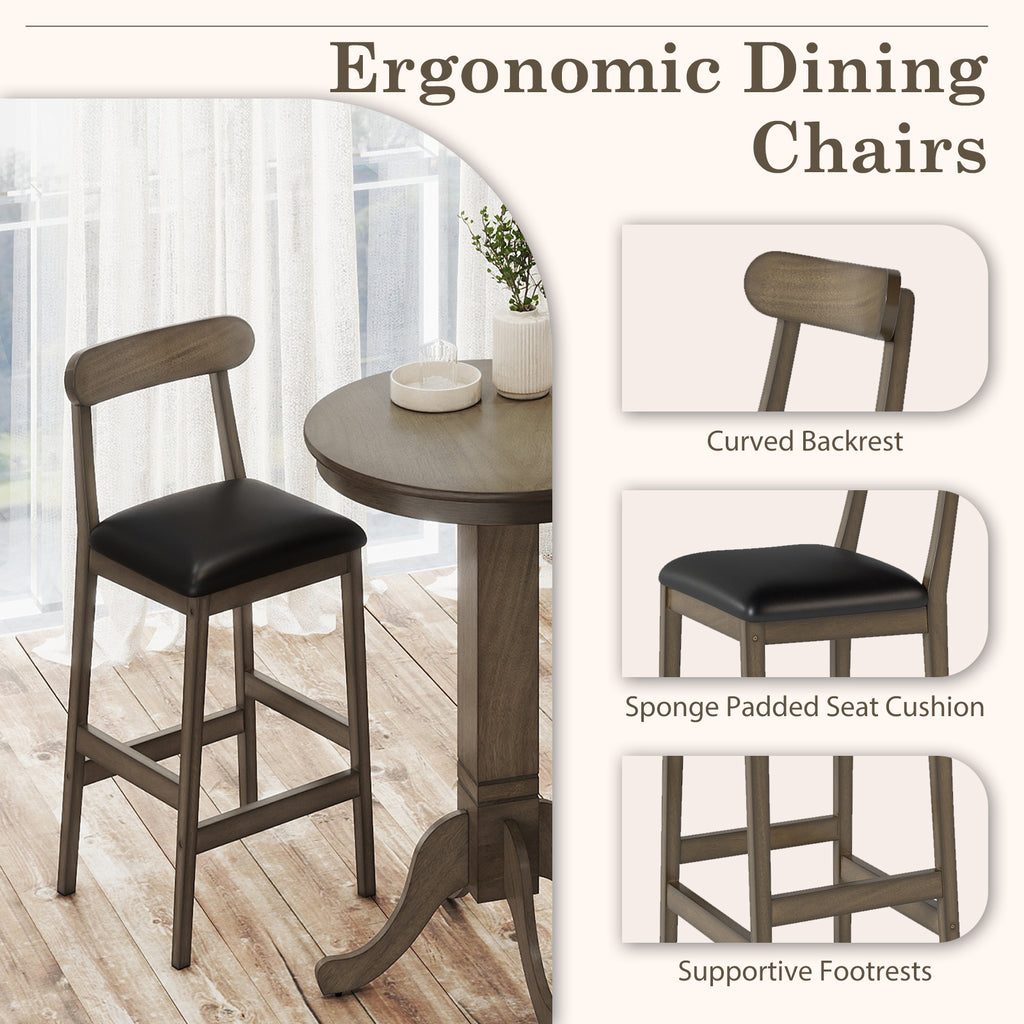 3-Piece Wood Pub Table Set with 2 Stools