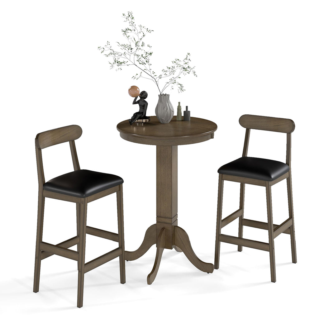 3-Piece Wood Pub Table Set with 2 Stools