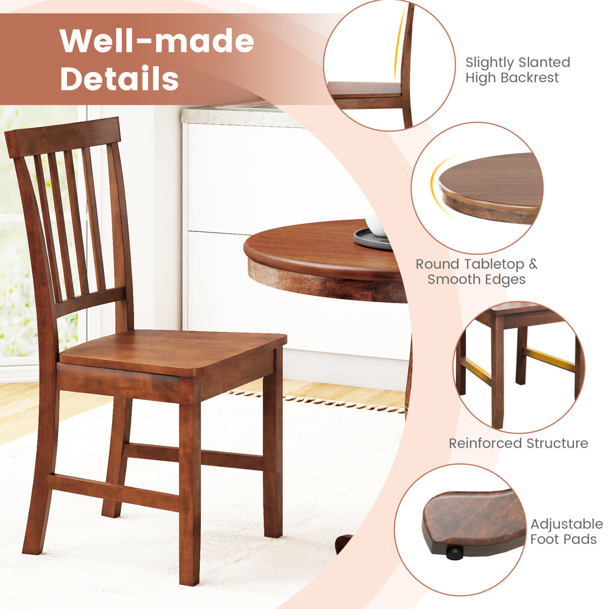 3-Piece Retro Dining Table and Chair Set