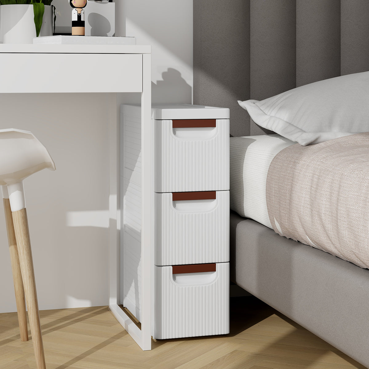 3-Drawer Rolling Storage Cabinet with Wheels for Small Spaces