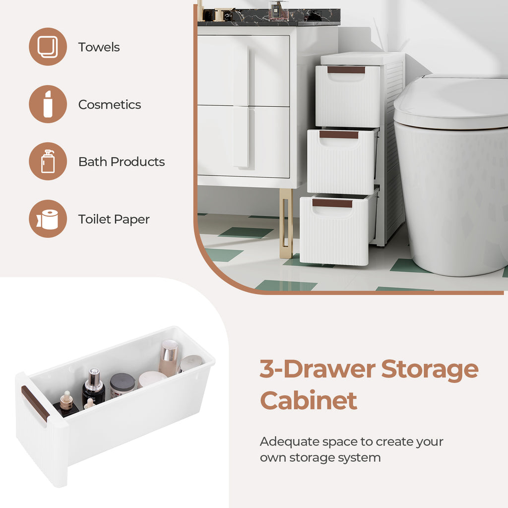 3-Drawer Rolling Storage Cabinet with Wheels for Small Spaces