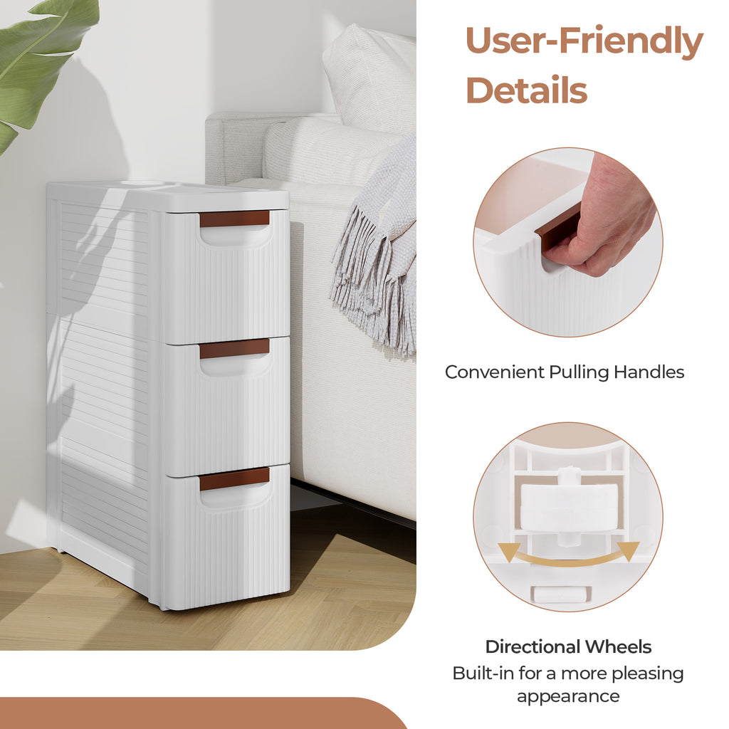 3-Drawer Rolling Storage Cabinet with Wheels for Small Spaces