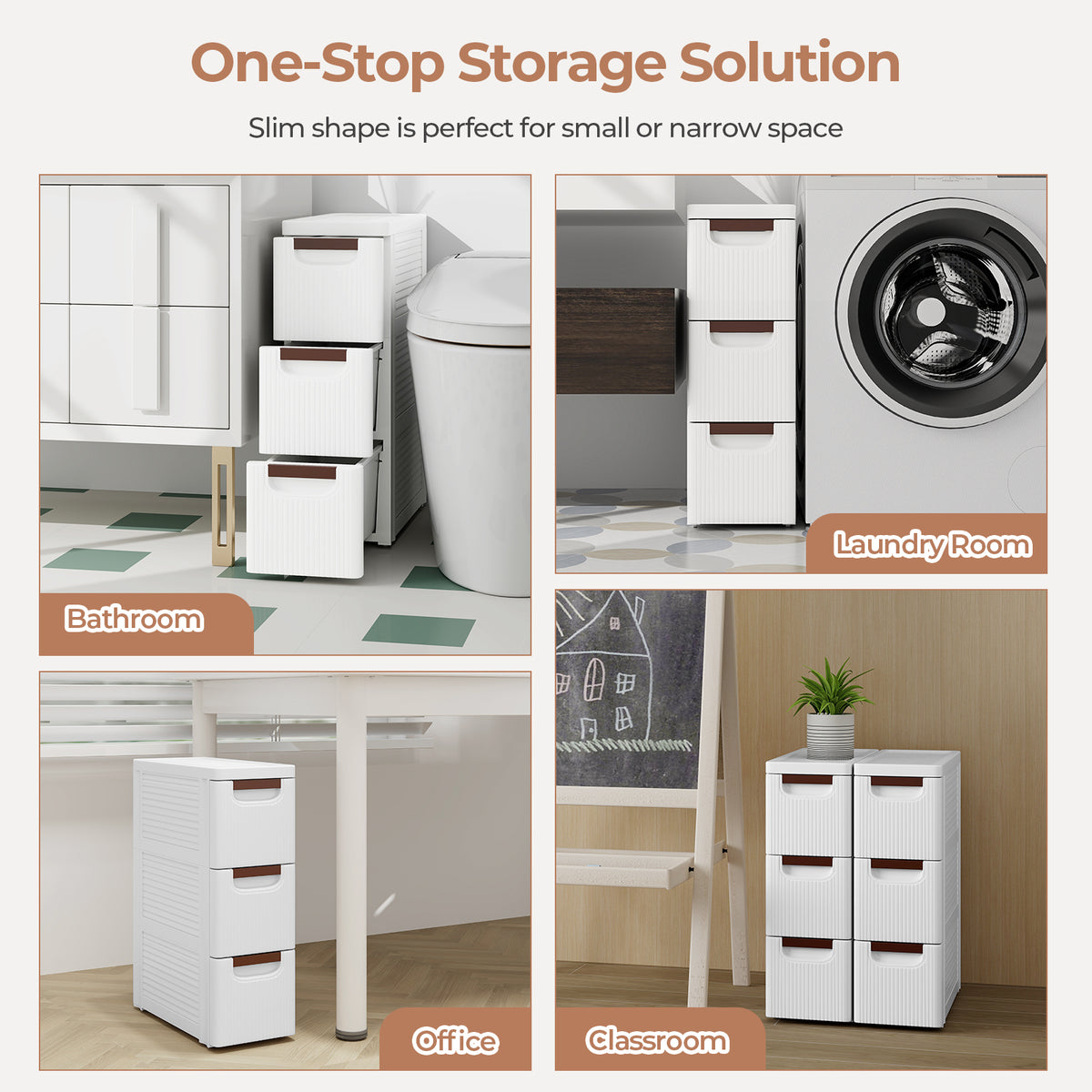 3-Drawer Rolling Storage Cabinet with Wheels for Small Spaces