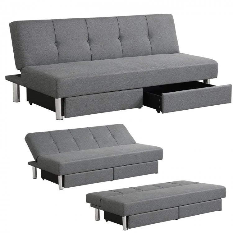 3-Seat Convertible Sofa Bed with Storage Drawers