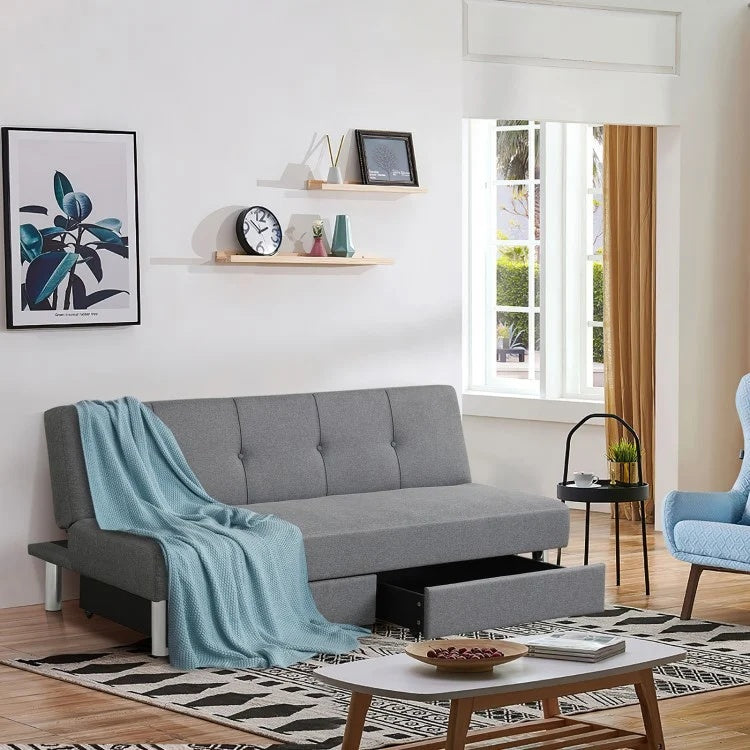 3-Seat Convertible Sofa Bed with Storage Drawers