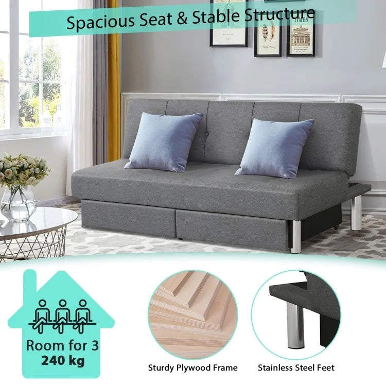 3-Seat Convertible Sofa Bed with Storage Drawers