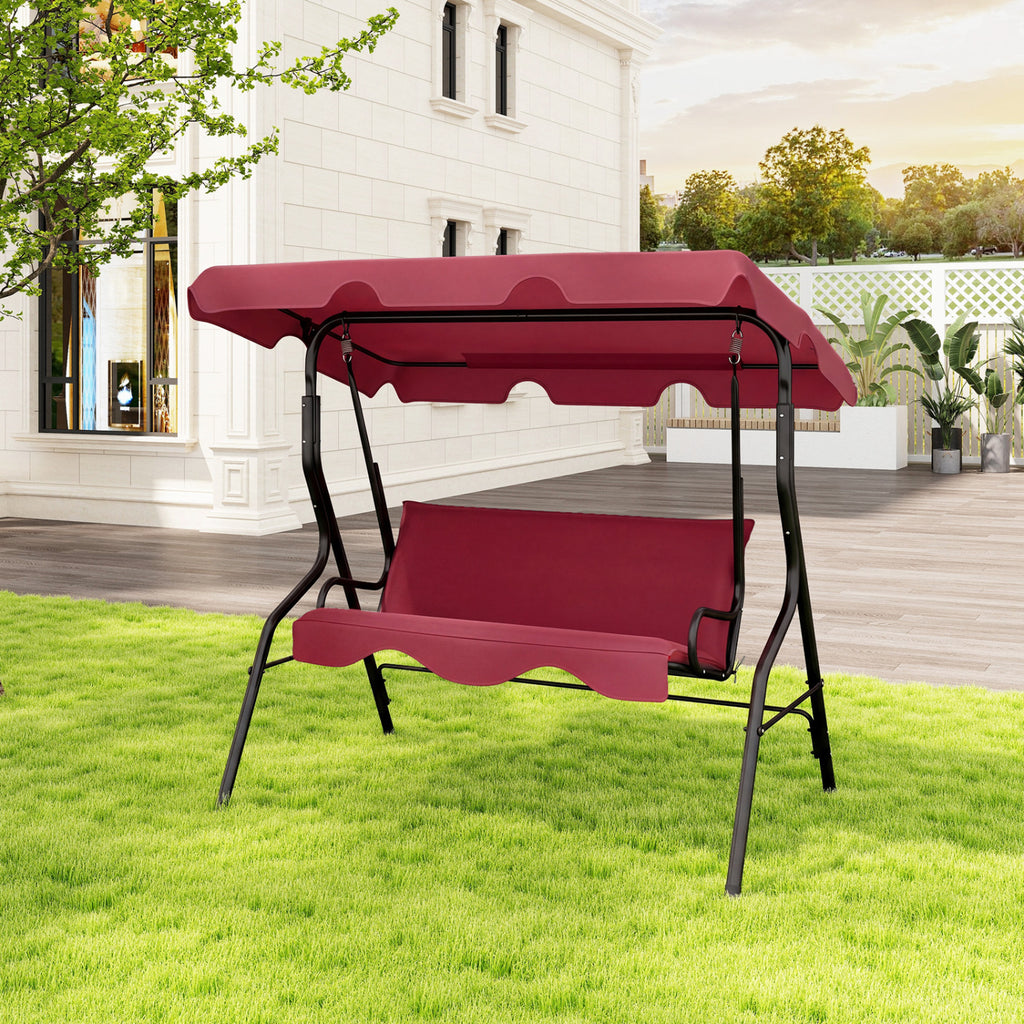 3-Seat Outdoor Patio Swing with Canopy - 51" Red