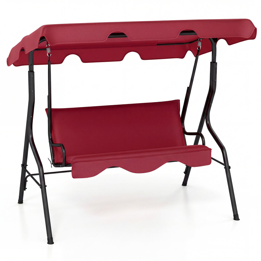 3-Seat Outdoor Patio Swing with Canopy - 51" Red