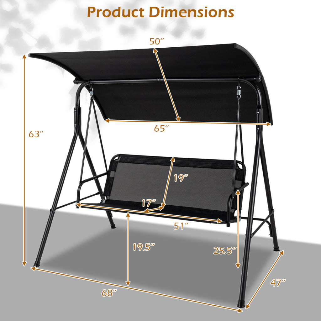 3-Seat Outdoor Patio Swing Chair with Breathable Mesh Fabrics