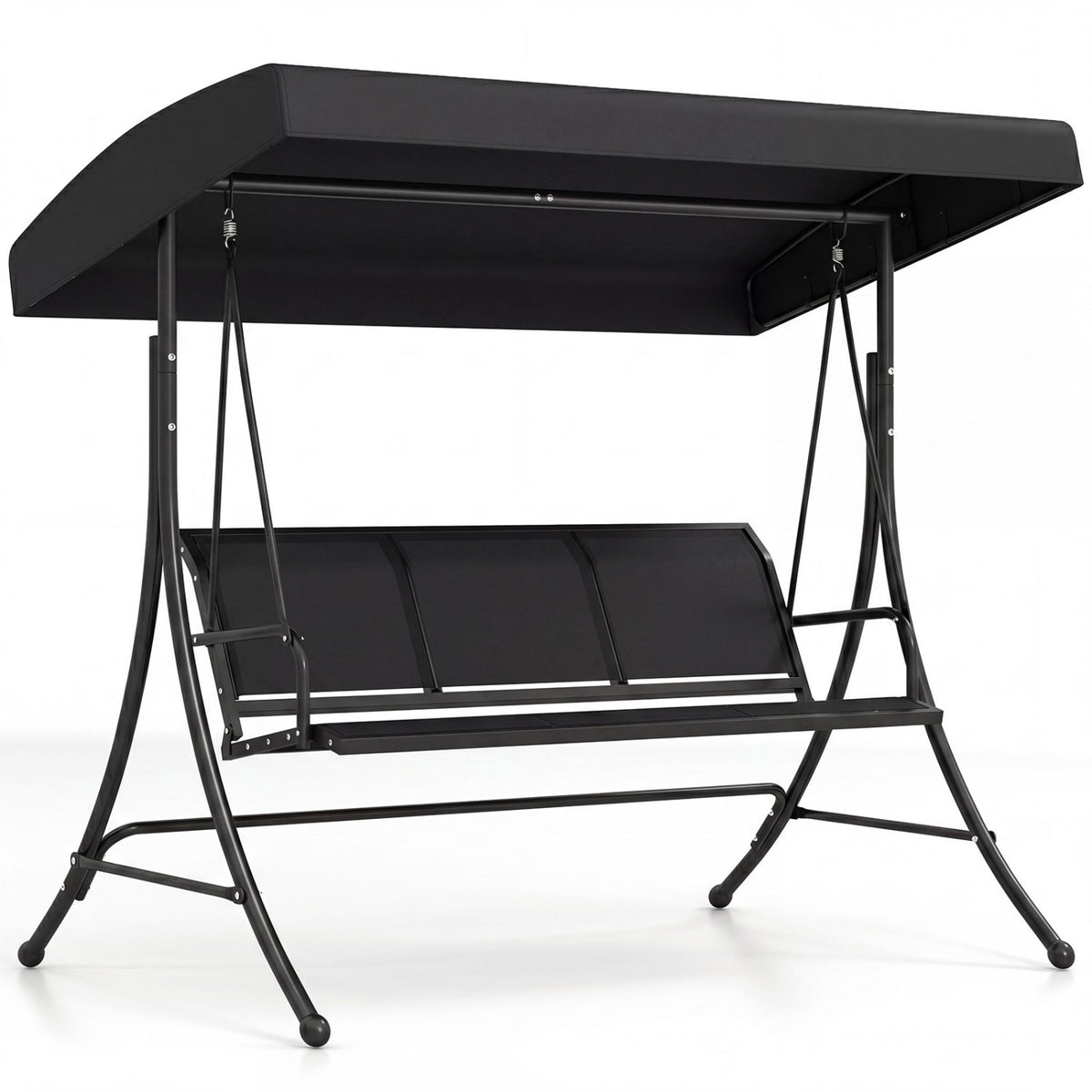 3-Seat Patio Swing Chair with Adjustable Canopy