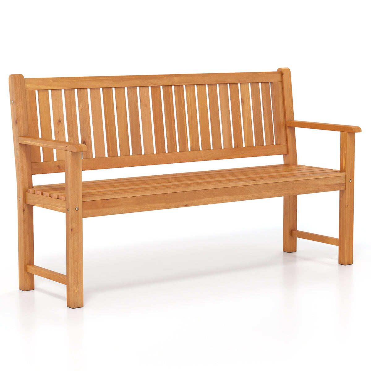 3-Seater Outdoor Wooden Bench 59 inch Large Garden with Backrest
