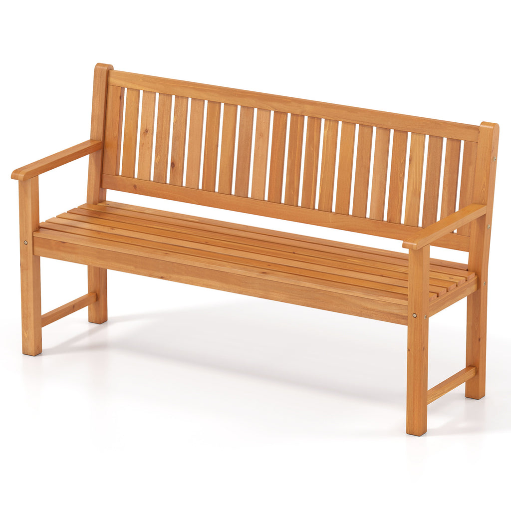 3-Seater Outdoor Wooden Bench 59 inch Large Garden with Backrest